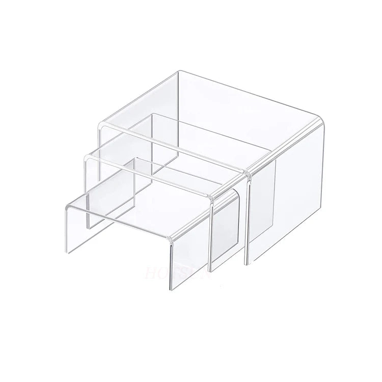 Boutique Display Stand 3 Pack U Shape PMMA Jewelry Shelf Stand Clear Acrylic Display Riser