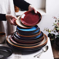 Nordic Fambe Eco-Friendly Glazed Appetizer Shallow Tray Ceramic Plate Western Food Dish Tableware Dinner Plates