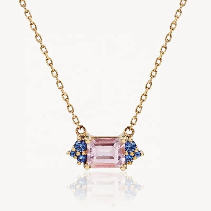 LOZRUNVE 925 Silver 18k Gold 14k Gold Dainty Gemstone Colored Cubic Zircon Pendant Necklace Women