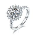 Sunflower Ring Luxury Jewelry White Gold Plated S925 Vvs D Colour Moissanite Circular 3.0Ct Engagement Diamond Ring