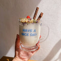 Custom Etched Logo Tumbler Glasses Clear Drinking Wine Mike Smoothie Juice Glass With Handle