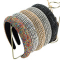 European and American Baroque Wide Crystal Rhinestone Headband Luxury Bling Color Diamond Hairbands for Women