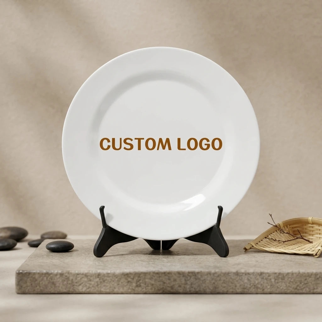 Strong Competitiveness Cheap White Plate With Custom Decal Design Restaurant Elegant White Ceramic Tableware Solid Color