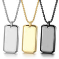 Custom Trendy 18k Gold Stainless Steel Long Bar Pendant Sweater Chain Necklace Black PVD Plated Custom Dog Tags Necklace for Men