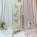 Pleated Satin Polyester Solid Color Elastic Casual Formal Women's Ethnic Islamic Muslim Abaya India Dubai Best Selling Monsoon