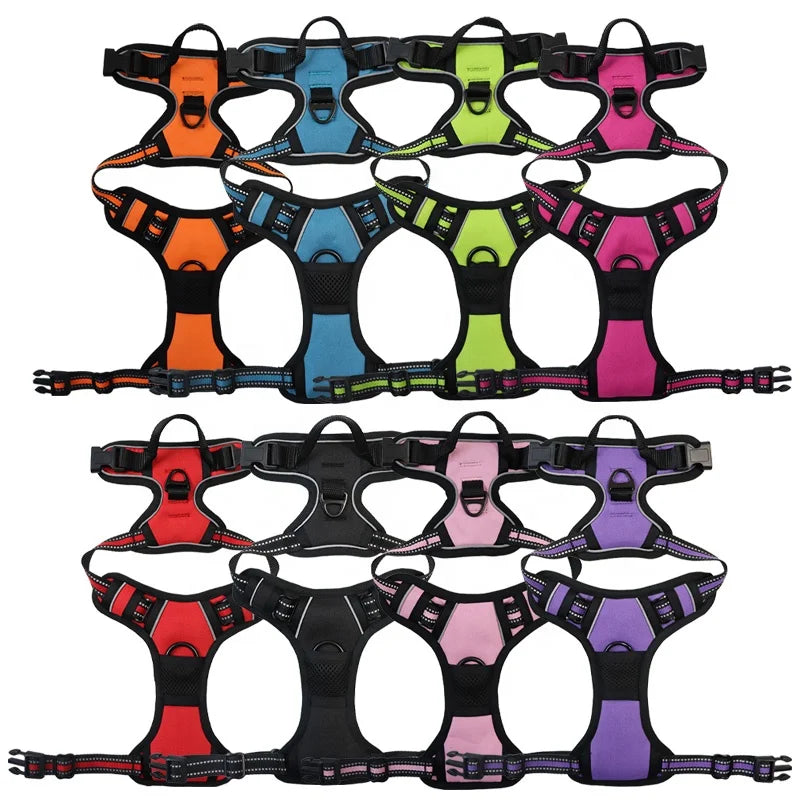 Factory Direct Wholesale 3M Reflective Line Adjustable Dog Harness Polyester Pet Harness
