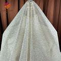 Unique Silver Glitter Fabric Sparkle Tulle Sequins White Shimmer Lace Fabric for Sewing Evening Gowns Wedding Prom Dresses