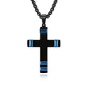 2023 Trend Pyramid Section Religion Gold and Black Costume Stainless Steel Cross Pendant Necklace Wholesale