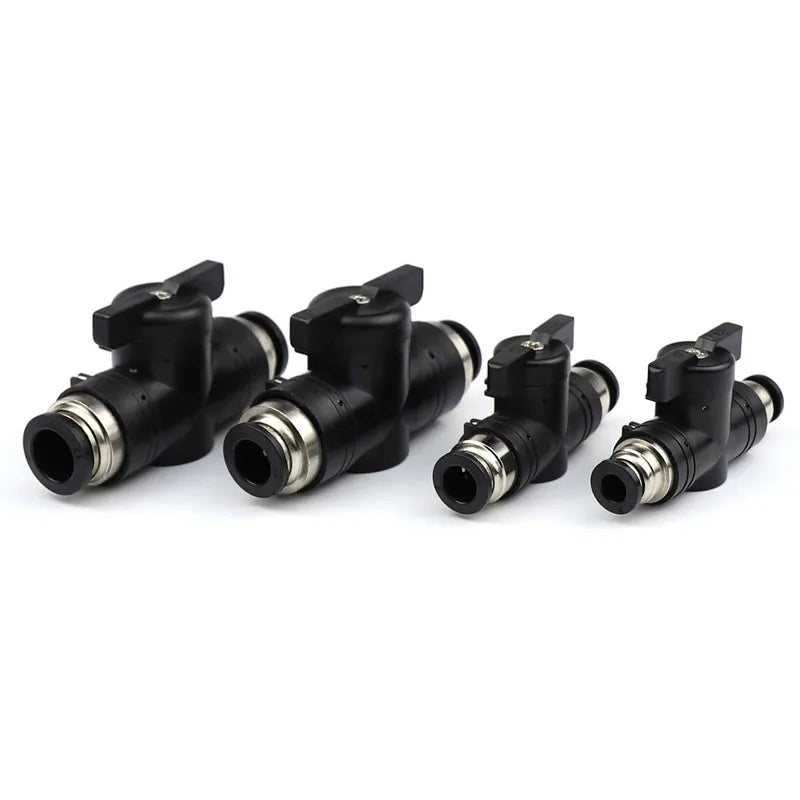 4/6/8/10/12mm Black Pneumatic Connector Quick Adapter BUC Hand Valve Switch Water Tube Fittings OEM Customizable Shut Ball Valve