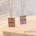 Luxury Simple 18K Gold Plated Stainless Steel Clavicle Necklace Ladies Occidental Style Abacus Zircon Pendant Necklace for Women