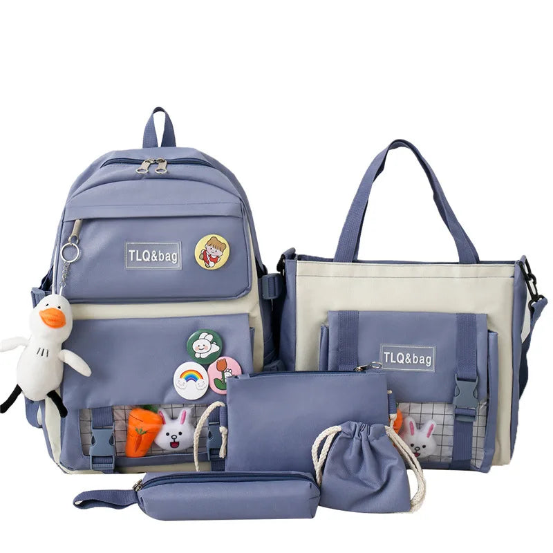 2026 Samples New Design Green Color Luxury Classic Waterproof Zipper Closure Stylish Cute School Bags for Teens
