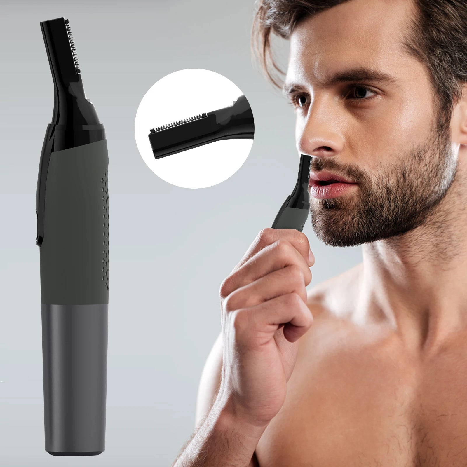 Painless Detail Trimmer with Sharp Blade for Eyebrows Sideburns Nose Ear Facial Hair Shaver Electric Eyebrow Razor for Men