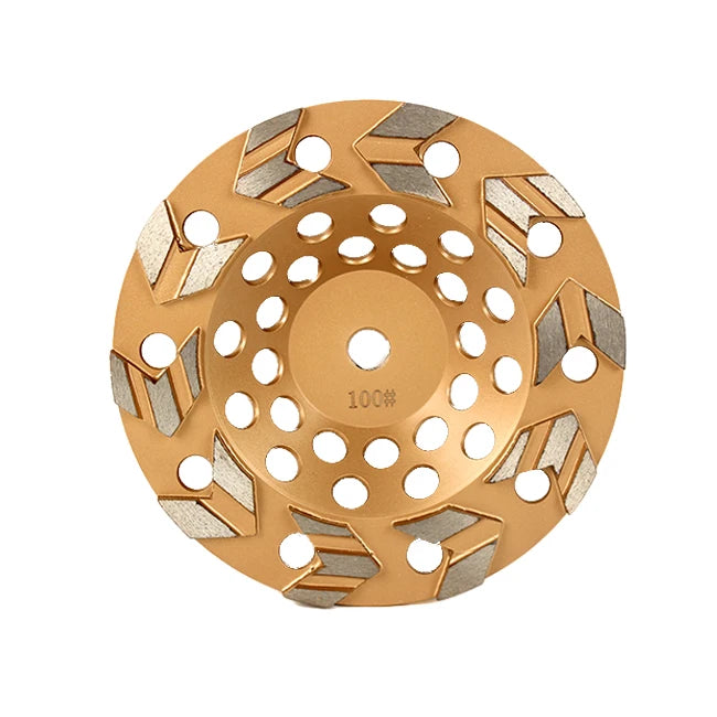 7" Arrow Shape Segment Diamond Abrasive Disc OEM Grinding Cup Wheels for Concrete Grit 16-100 for Angle Grinders