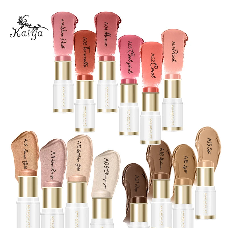 Low MOQ Mineral Face Cosmetic Natural Color Cheek Creamy Shimmer Highlighter Bronzer Vegan Contour Blush Cream Makeup Stick