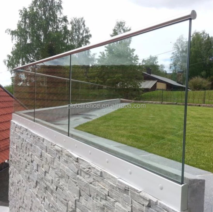 Reilbu Design Stair Balcony Railing for Outdoor Aluminum U Channel Glass Railing Balustrade