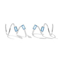 Factory Wholesale 925 Sterling Silver Simple Style Blue Gemstone Ear Hooks for Women Trendy Geometric Studs Fine Jewelry SCE1463