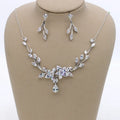 SLBRIDAL Rhinestones Crystals Cubic Zircon Wedding Jewelry Set Bridal CZ Necklace Earring Set Banquet Jewelry Set Women Jewelry