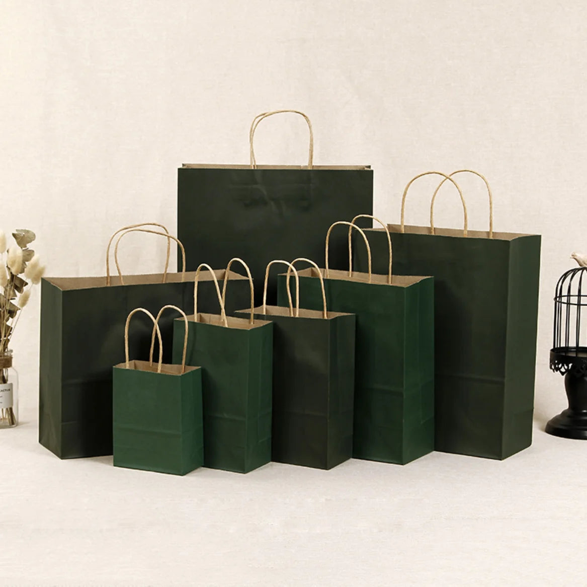 Wholesale Recyclable Screen Printed Kraft Paper Bags for Food Supermarket Promotion Use