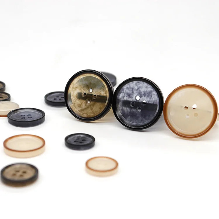 Transparent Horn Pattern Rod Resin Spring Summer Autumn Winter Cardigan Coat Wool Windbreaker Buttons
