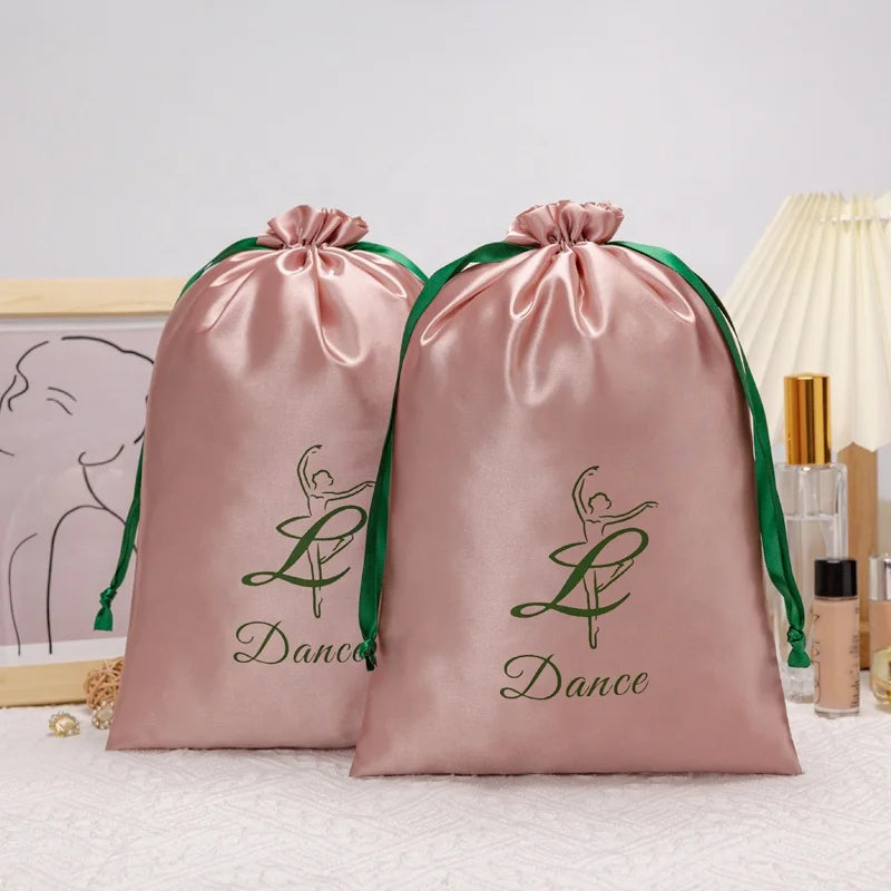 Reusable Large Custom Luxury Silk Satin Pouch Bag for Wigs Drawstring Bag Gift Bags With Ribbon for Dust Storage