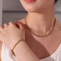 INS Fashionable Luxury Stainless Steel Chunky 5MM Link Chain Necklaces & Bracelets Jewelry Set Adjustable High Quality