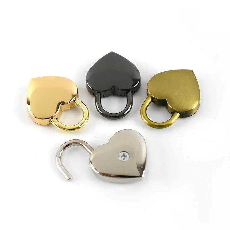 Meetee BF946 25*34mm Heart Shaped Bag Lock Hardware Accessory Keyless Pull Spring Padlock Handbag Purse Closure Buckle Bag Locks