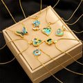 Waterproof Jewelry Stainless Steel Women's Accessories 18k Gold Shell Zirconia Butterfly Heart Pendant Fashion Jewelry Necklaces