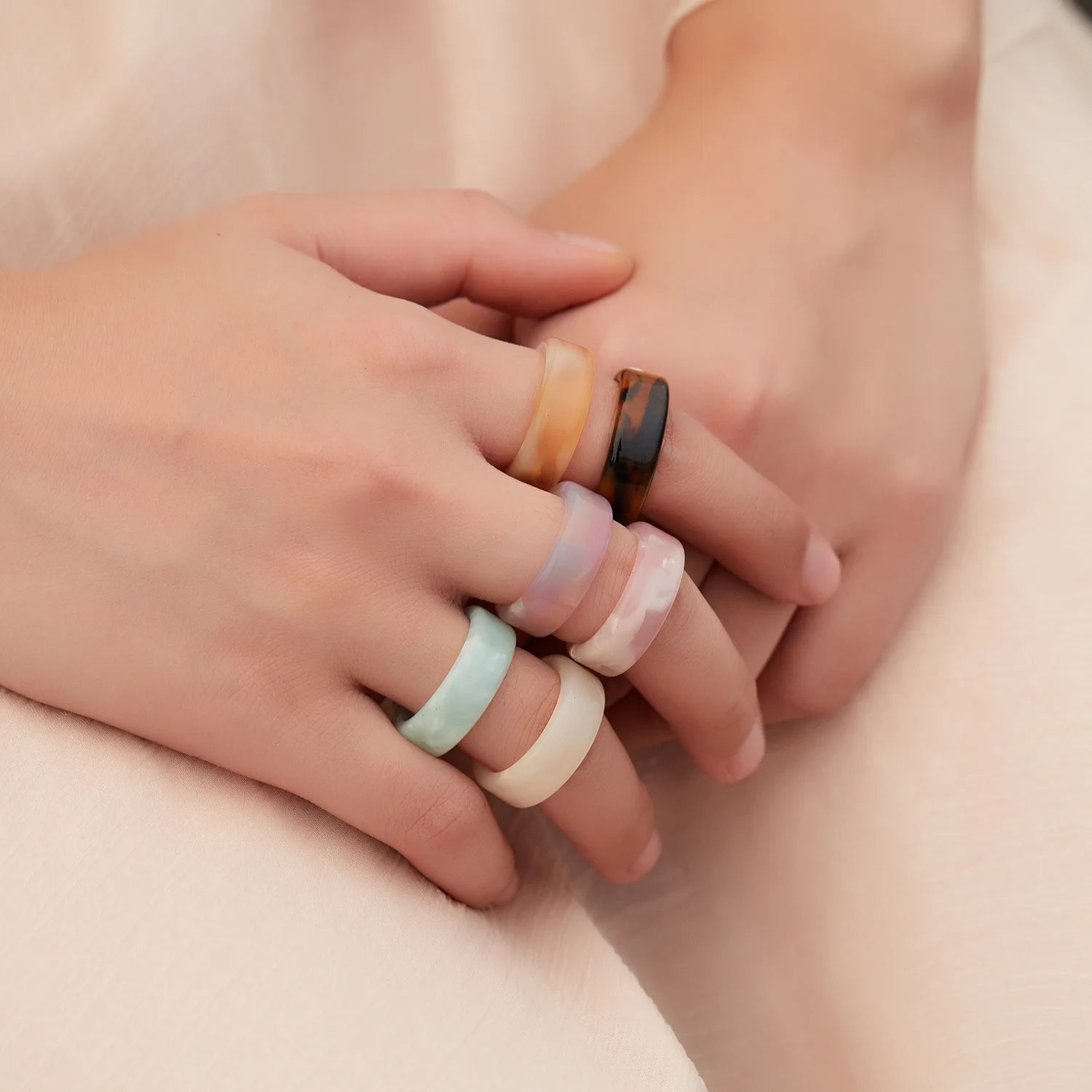 Wholesale Blooming Rings Jewelry Multi Candy Colors Rings Chunky Resin Ring Women