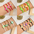 4Pcs/Set Colorful Braided Fruit Pendant Design Bracelet Set for Women Jewelry