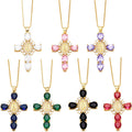 Fashion Gold Plated Brass Christian Virgin Mary Cross Pendant Necklace with Link Chain for Women Party Jewelry