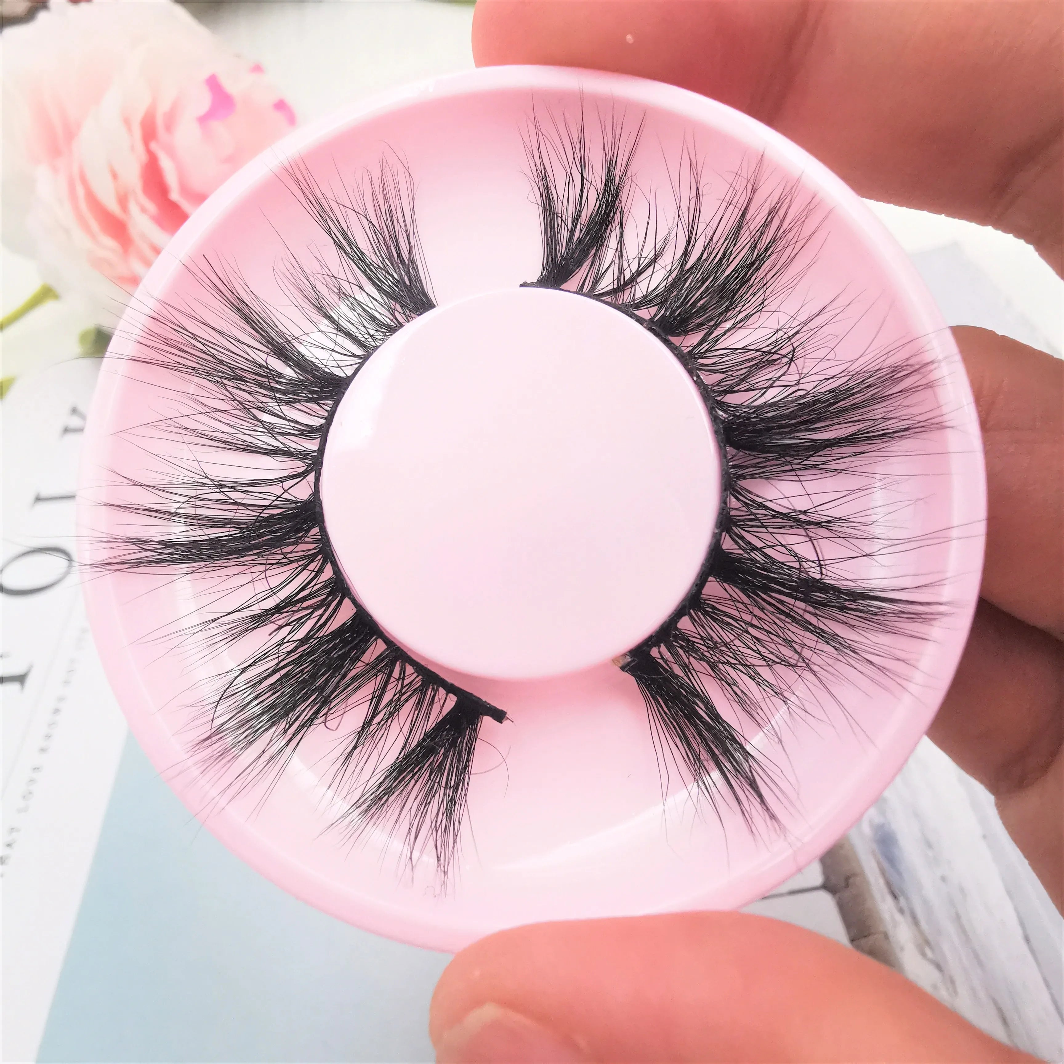 Private Label 3d Mink Lashes Strip Lashes 3d Wholesale Vendor 25mm Real Mink  Lash Boxes Print logo