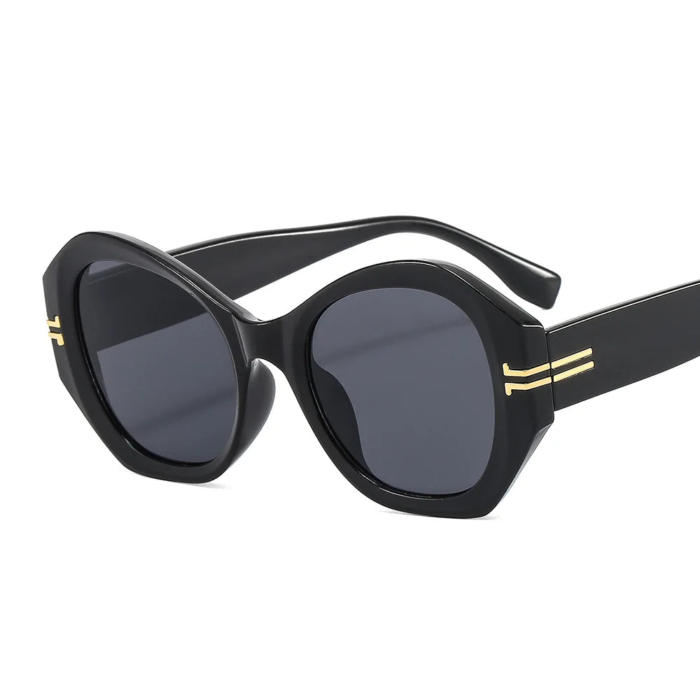 STORY OT962 2024 Big Frame Irregular Sun Glasses Black Frame Eyewear Clear Lens UV400 Custom Logo Sunglasses Women Men