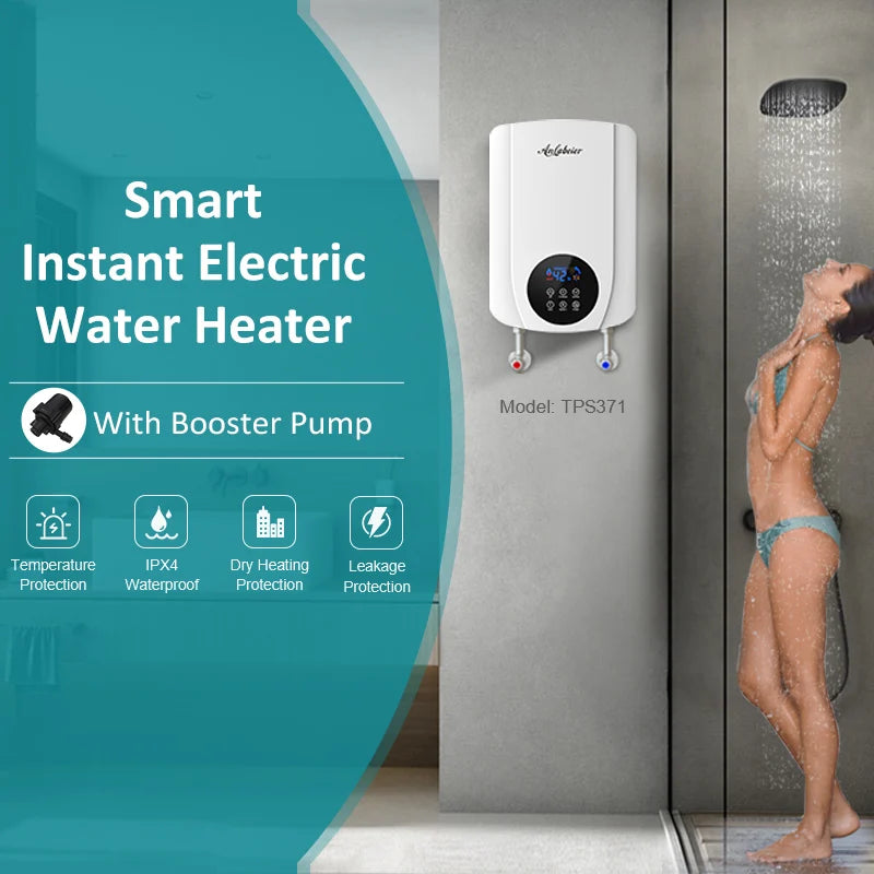 5.5kw 220v Shower Adjusted Temperature Abs Material Hot Wall Mounted Tankless Instant Hot Shower Water Heater Manufacture