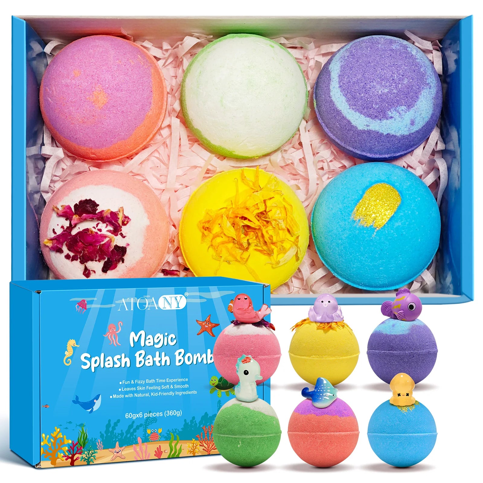 Custom Logo Surprise Kids Ocean Toy Cute Bath Salt Ball China Suppliers 6 Scented Organic Bath Bombs Gift Sets for Boy Girls