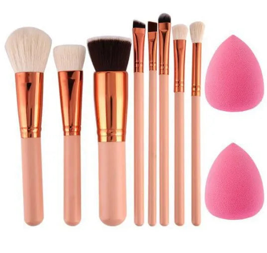 8pc/set Eyeshadow Foundation Powder Blush Eyeliner Eyelash Beauty Make up Tools Set Makeup Brush with Mini Sponge Sets