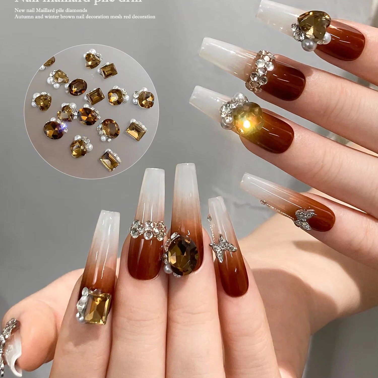 2025 New Luxury Fine Sparkling Pigeon Egg Rectangular Nail Art Jewelry Advanced Stacked Diamond Mirad Style Rhinestones