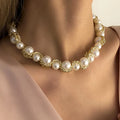 2023 New Arrival Fashion Jewelry Retro Single-layer Handmade Choker Fashionable Simulated Pearl Collar Gold Metal Necklaces