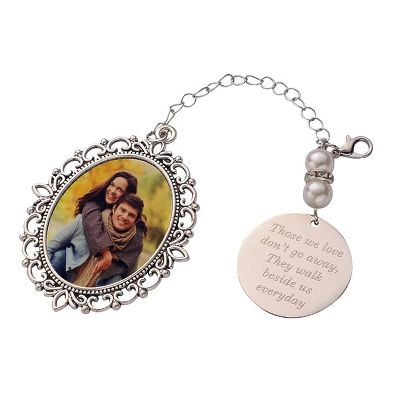 Double Sided Printing DIY Sublimation Memorial Photo Charm with Custom Laser Engraving Text