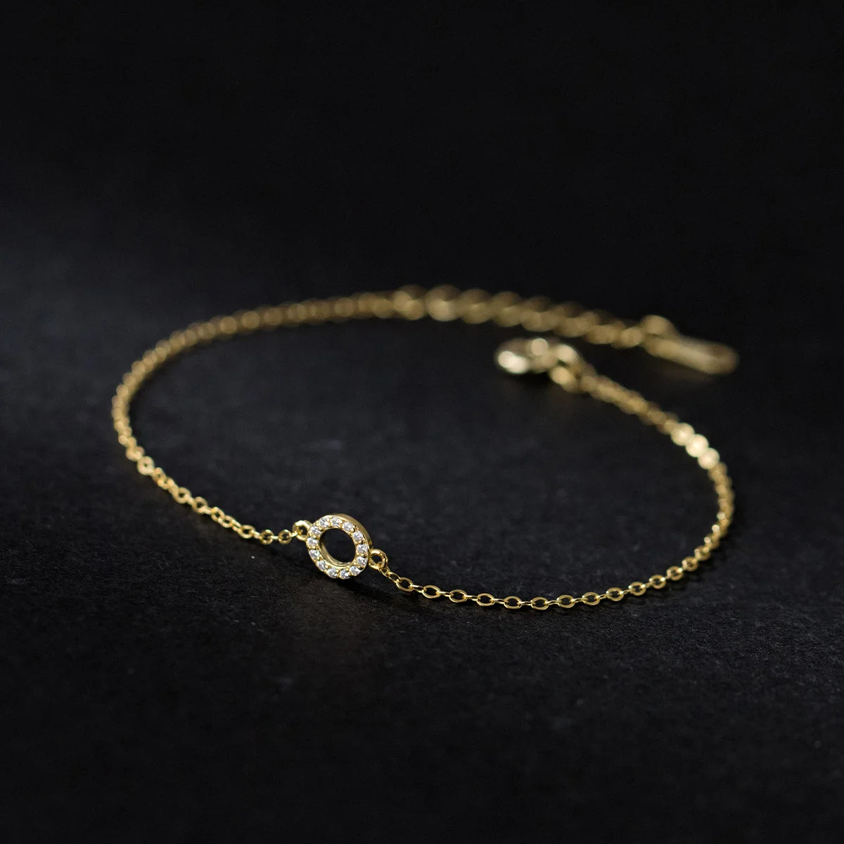 925 Silver Fashion Jewelry Bracelets Simple O Shaped Hollow Round Circle Zircon Gold Plated Bracelets for Women Girls