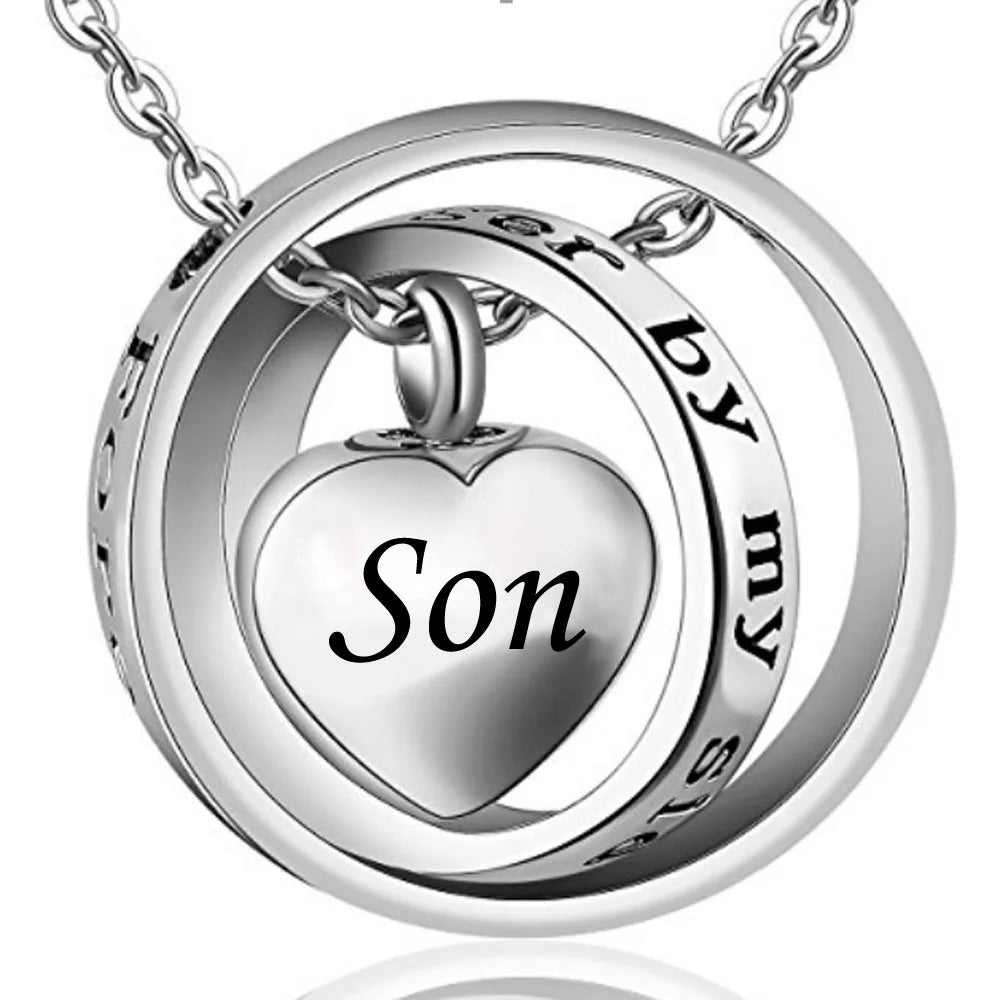 No Longer My Side Forever My Heart Vintage Christian Stainless Steel Urn Necklace Keepsake Ash Holder Pendant Cremation Infinity