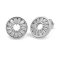 GZZ-S07 Silver 925 Zircon Stud Vintage Jewelry Hollow Circle Jewelry for Women Round Small Earings