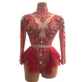 Crystal Rhinestone Bodysuit Women Sexy Bodycon Showgirl Leotard Pole Dance Wear Performance Stage Costume