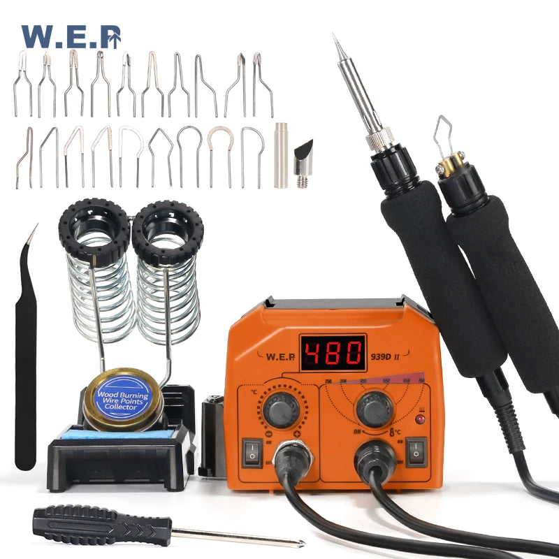 WEP 939DII Dual Carving Wood Burning Kit Tool With Pyrography Pen Professional Wood Embossing Burning Tool