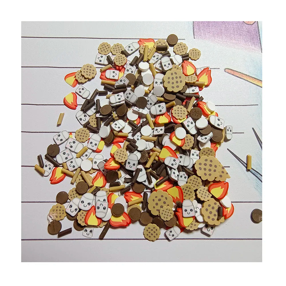 500g Mixed Cartoon Milk Bottle Cookies Flames Slices Polymer Clay Sprinkles Soft Pottery Sprinkles for DIY Craft Slimes Filling