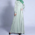 2024 New Ramada EID Islamic Clothing Muslim Women 2 Piece Satin Abaya Set Soft  Modest Abaya With Glitter Cover Satin Abaya Set