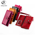 RFID Ladies Wallet Genuine Cow Leather Oil Wax Retro Clutch Bag Card Holder Long Purse Wallets for Women