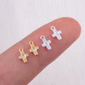 Cute Jewelry Findings Components 14K Gold Filled Tiny Cross Charm Inlaid Zircon Pendant for DIY Bracelet Necklace Jewelry Making