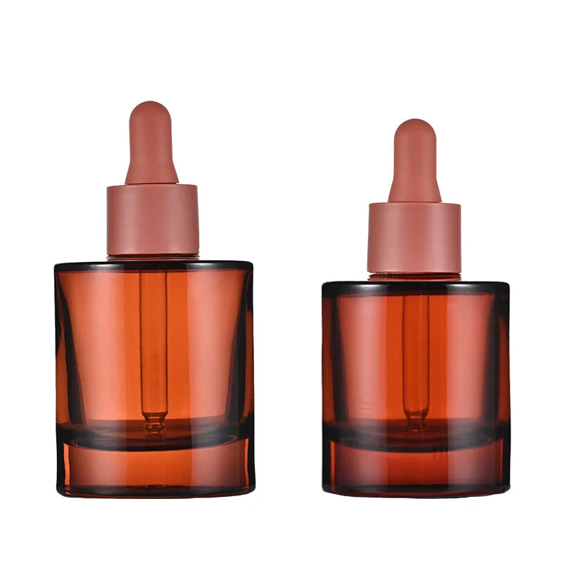 Custom Cosmetic Packaging 30ml 60ml Amber Color Luxury Frosted Essential Oil Glass Serum Dropper Bottle With Paper Tube