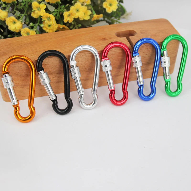 Outdoor Camping Hiking Accessories Aluminium Alloy Safety Lock Carabiner Hook with Lock