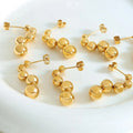 Simple Pvd Gold Plated Stainless Steel Small Steel Ball Symbol Stud Earrings Minimalist Accessories Jewelry Women